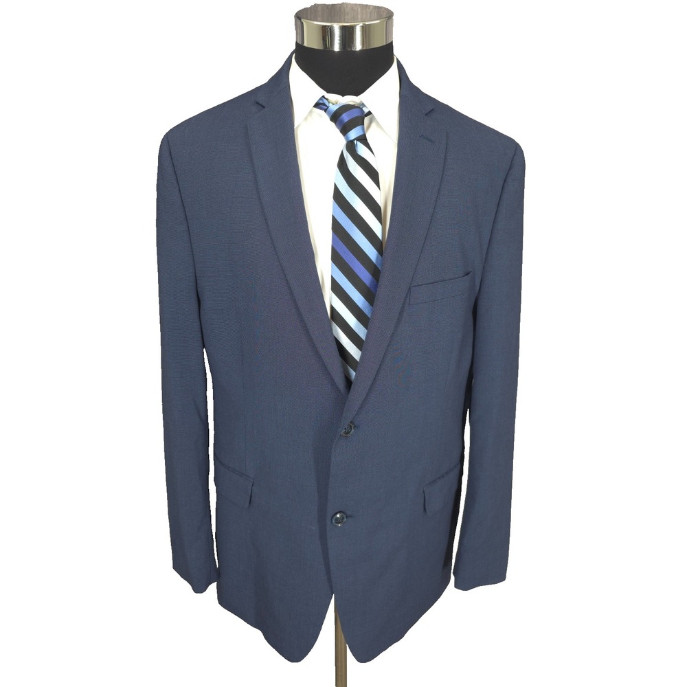 Alfani Blazer Jacket‎ Mens 46L Blue Sports Coat Slim Fit 2 Buttons Rayon Blend